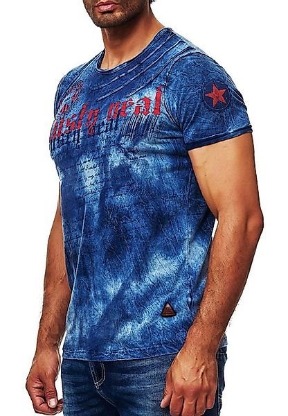 R-NEAL T-Shirt Batik T-Shirt Stretch Herren Kurzarm Shirt Verwaschen S M L günstig online kaufen