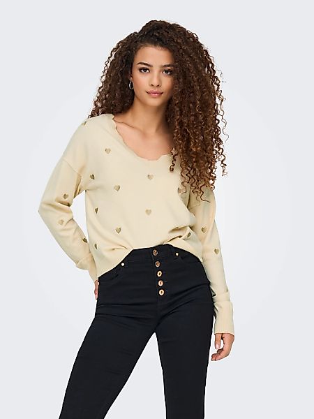 ONLY Strickpullover ONLTIBA LS HEART V-NECK günstig online kaufen