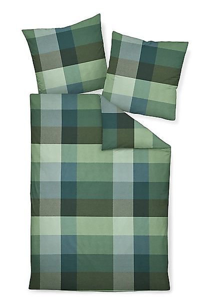 Janine Bettwäsche Edel Baumwolle, Flanell, 2 teilig, kariert, natur, fliede günstig online kaufen