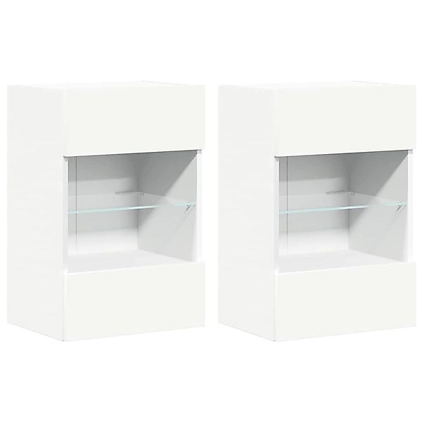 vidaXL Wandschränke mit LED-Leuchten für TV 2 Stk Weiß 40x30x60,5 cm 837079 günstig online kaufen