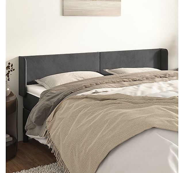vidaXL Bett, Kopfteil mit Ohren Dunkelgrau 183x16x78/88 cm Samt günstig online kaufen