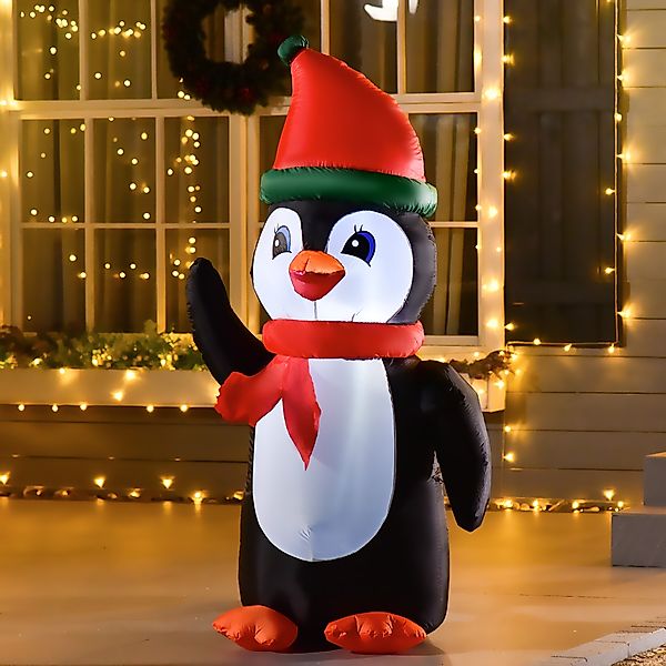 HOMCOM Aufblasbarer Weihnachts-Pinguin 1,6 m mit Lichtern, beleuchtete Part günstig online kaufen