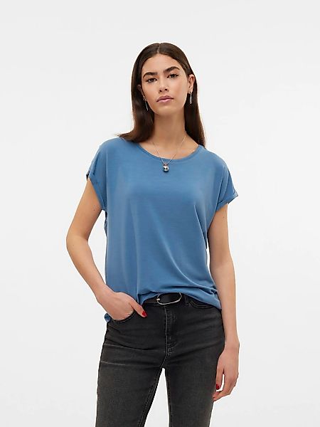Vero Moda Rundhalsshirt "VMAVA PLAIN SS TOP GAJRS NOOS" Materialmix, regula günstig online kaufen