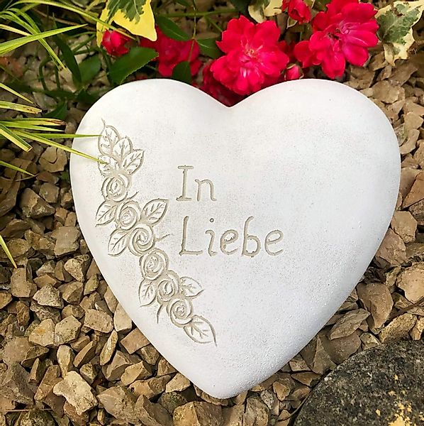 Radami Gartenfigur XXL Grabherz Spruch Grabschmuck günstig online kaufen