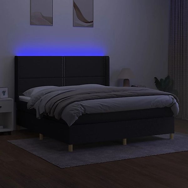 vidaXL Boxspringbett mit Matratze & LED Schwarz 160x200 cm Stoff 3138807 günstig online kaufen