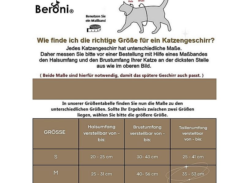 Beroni Sicherheitsgeschirr Katzengeschirr Beroni Safety Harness Pro ausbruc günstig online kaufen