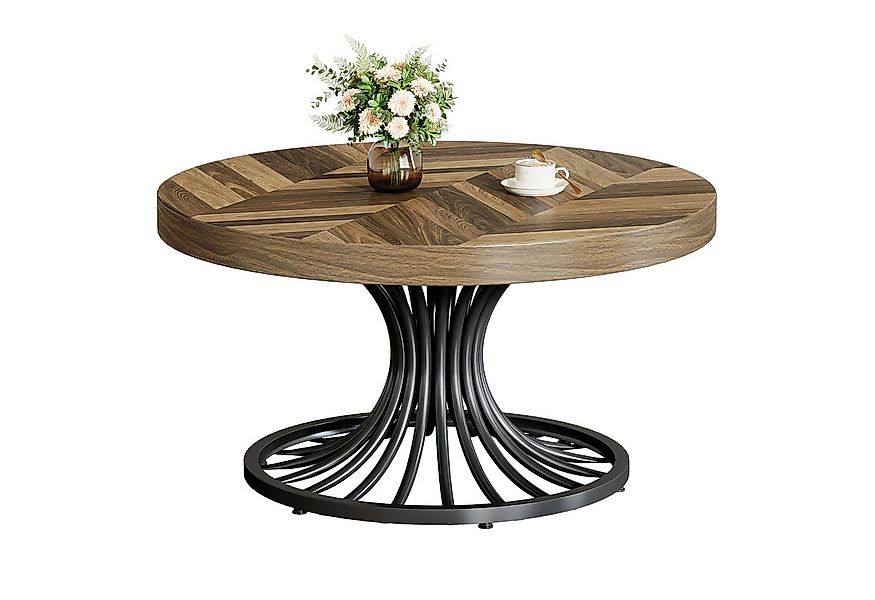 Tribesigns Couchtisch 80 cm großer Runder Couchtisch aus Holz im Farmhouse- günstig online kaufen