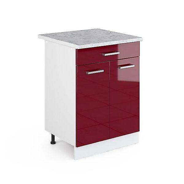 Vicco Küchenunterschrank R-Line Bordeaux Hochglanz/Weiß 60 cm mit Schublade günstig online kaufen