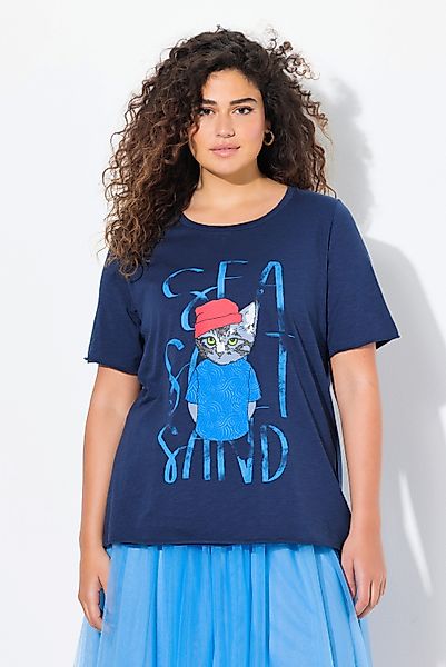 Ulla Popken T-Shirt T-Shirt Katze A-Linie günstig online kaufen