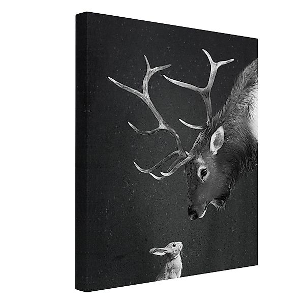 Bilderdepot24 Leinwandbild Tiere Illustration Hirsch Hase günstig online kaufen