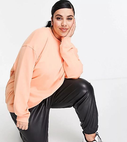 ASOS DESIGN Curve – Oversize-Sweatshirt aus Bio-Baumwolle in Orange günstig online kaufen