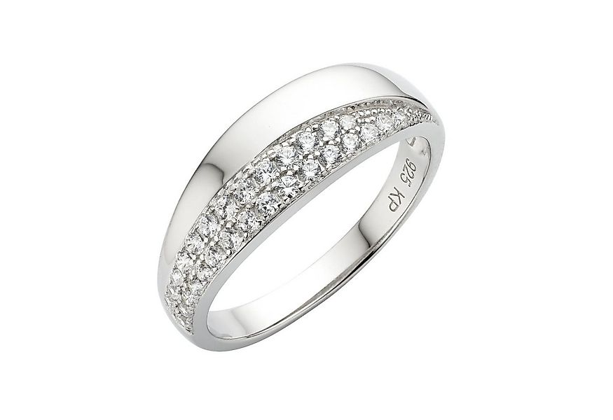 Zeeme Fingerring Silber 925 rhodiniert mit Zirkonia weiß günstig online kaufen