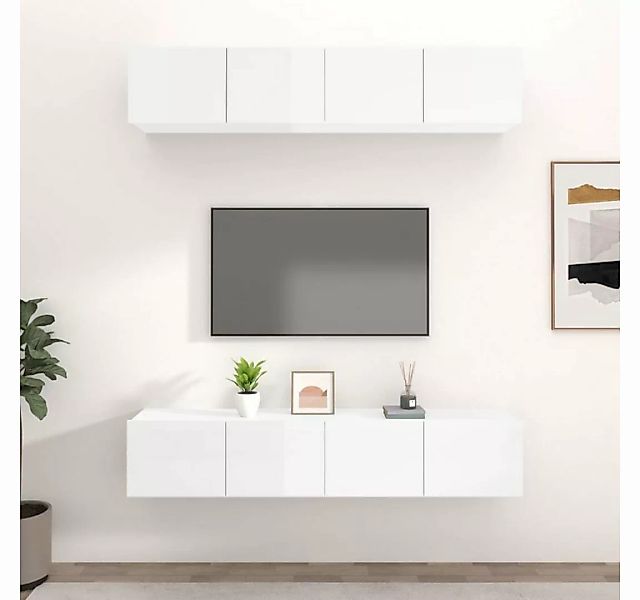 vidaXL TV-Schrank TV-Schränke 4 Stk. Hochglanz-Weiß 80x30x30 cm Holzwerksto günstig online kaufen