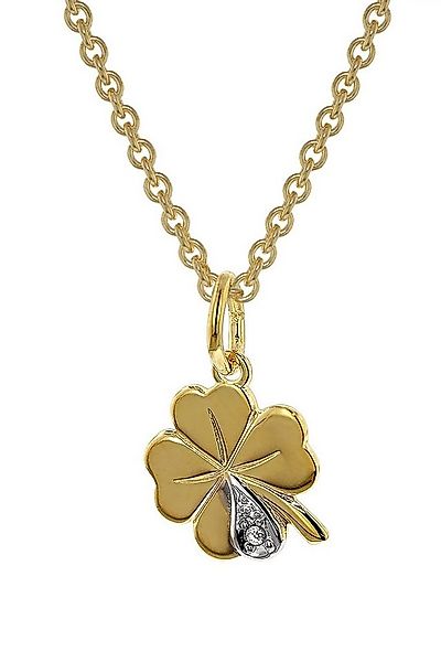 trendor Kette mit Anhänger Kleeblatt Anhänger mit Diamant Gold 333 an goldp günstig online kaufen