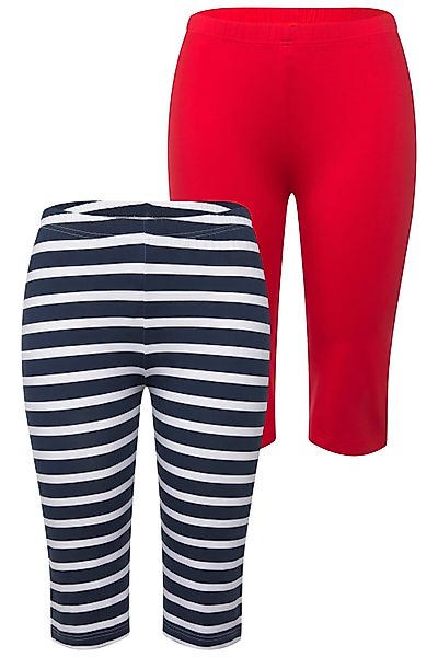 Ulla Popken Radlerhose Radler 2er-Pack einfarbig/geringelt günstig online kaufen