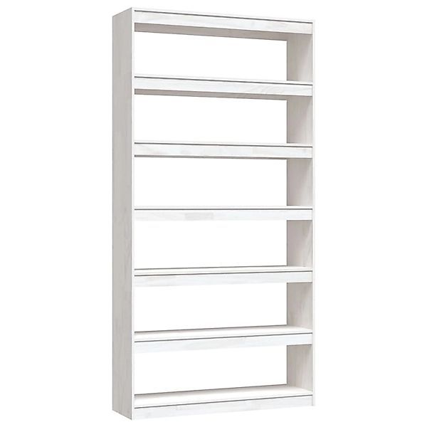 VidaXL Bücherregal/Raumteiler Weiß 100x30x200 cm Kiefer Massivholz günstig online kaufen