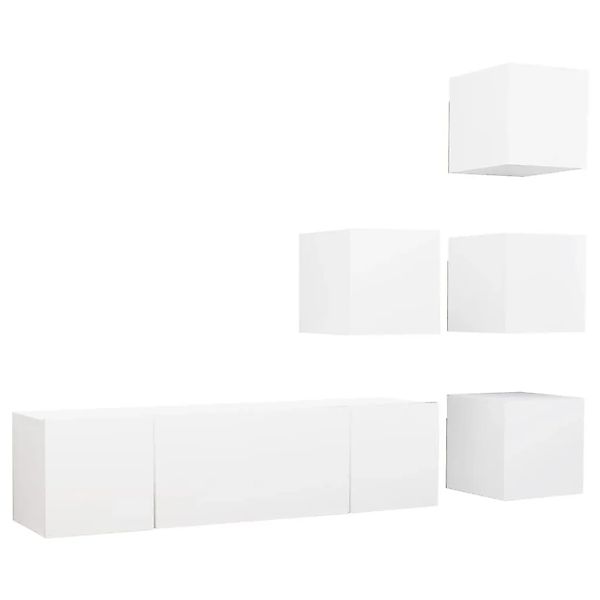 vidaXL 6 Tlg TV-Schrank-Set Weiß Holzwerkstoff 3078720 günstig online kaufen