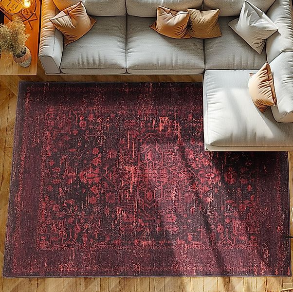 SIMPEX24 Designteppich Vintage Stil, Läufer, Höhe: 7 mm, Waschbarer Teppich günstig online kaufen