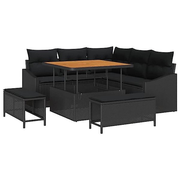 vidaXL 8-Teiliges Gartensofa-Set mit Kissen Schwarz aus Poly Rattan 3362644 günstig online kaufen