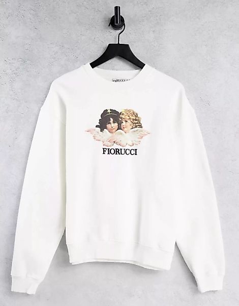Fiorucci – Weißes, mit Vintage-Engeln bedrucktes Sweatshirt günstig online kaufen