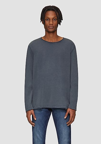 QS Langarmshirt Gewaschenes Langarmshirt im Used-Look günstig online kaufen