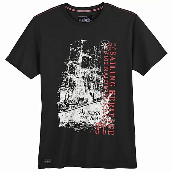 redfield Rundhalsshirt Große Größen Herren T-Shirt Segel-Print schwarz Redf günstig online kaufen