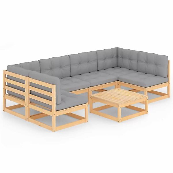 7-tlg. Garten-lounge-set Mit Kissen Kiefer Massivholz günstig online kaufen