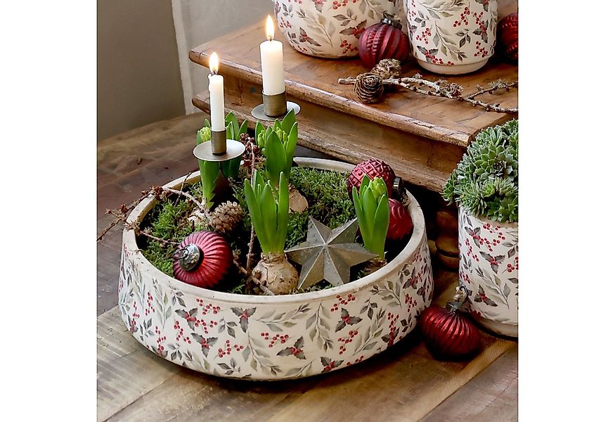 Chic Antique Pflanzschale Pflanzschale mit Blättern und Beeren Motiv, H10/D günstig online kaufen