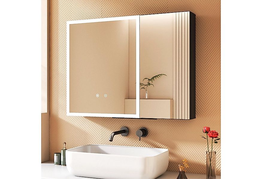 WDWRITTI Spiegelschrank Badezimmer Schrank LED Spiegelschrank Kalt/Neutral/ günstig online kaufen
