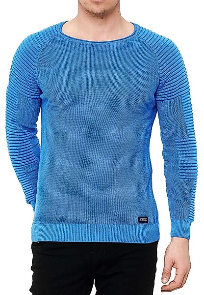 R-NEAL Rundhalspullover Fein-Strick Slim-Fit Biker Strick-Pullover günstig online kaufen