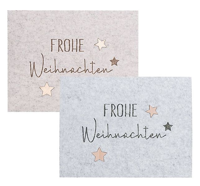 Levandeo® Platzset, 2er Set Platzset Frohe Weihnachten Filz Grau Beige Tisc günstig online kaufen