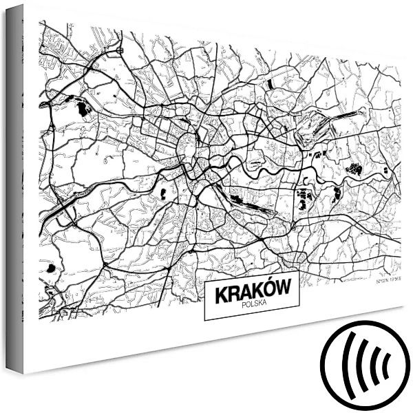 Wandbild Stadtplan von Krakau - minimalistische Stadtkarte mit Text XXL günstig online kaufen