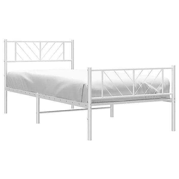vidaXL Bettgestell mit Kopf- und Fußteil Metall Weiß 90x200 cm 372239 günstig online kaufen