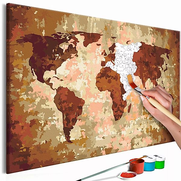 Malen Nach Zahlen - Weltkarte (erdfarben) günstig online kaufen