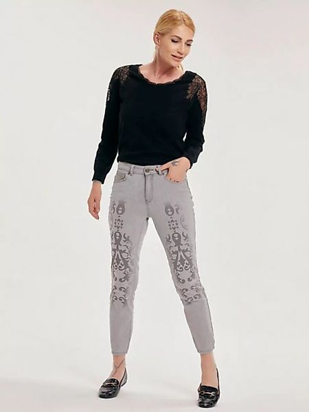 Sarah Kern Skinny-fit-Jeans Röhrenjeans koerpernah mit Ornament-Print günstig online kaufen