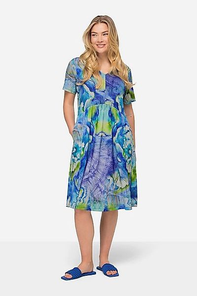 Laurasøn Midikleid Jerseykleid Batik-Blüten V-Ausschnitt Halbarm günstig online kaufen