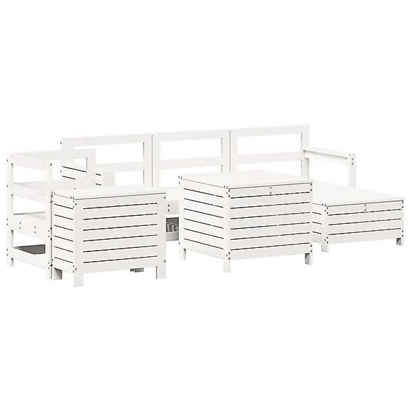 vidaXL 7-Tlg Garten-Sofagarnitur Weiß Massivholz Kiefer 3250513 günstig online kaufen