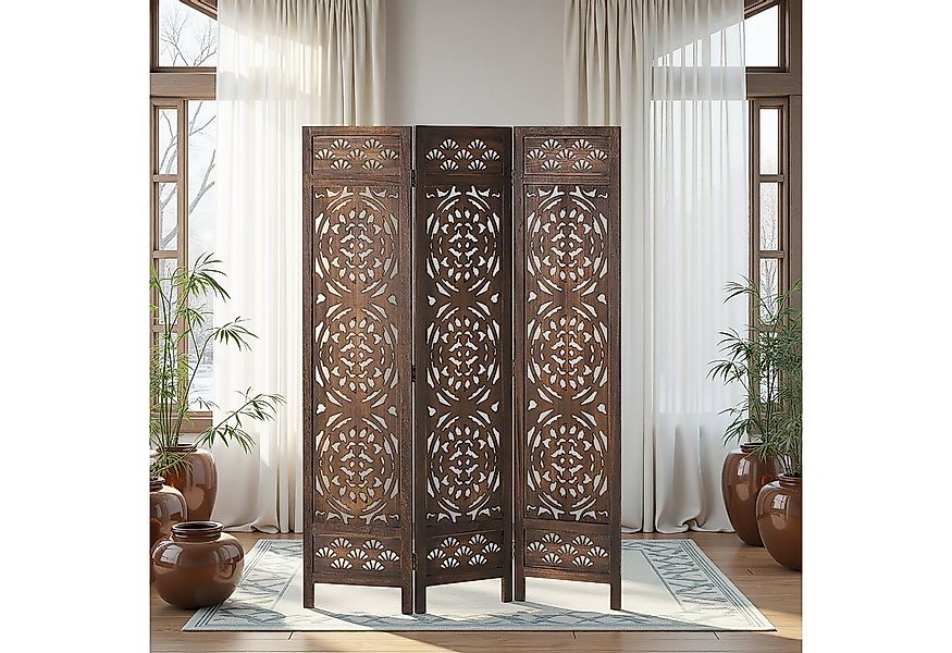 Homestyle4u Paravent Raumteiler Holz Trennwand Braun Sichtschutz Indoor fal günstig online kaufen