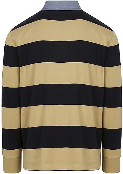 Gant Heavy Rugger Shield Langarm Poloshirt Streifen Navy Beige - Größe XL günstig online kaufen