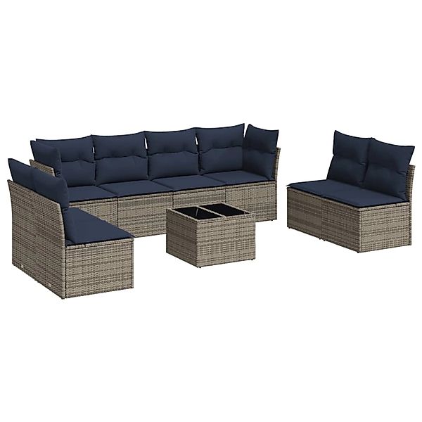 vidaXL 9-Tlg Garten-Sofagarnitur mit Kissen Grau Poly Rattan 3217461 günstig online kaufen