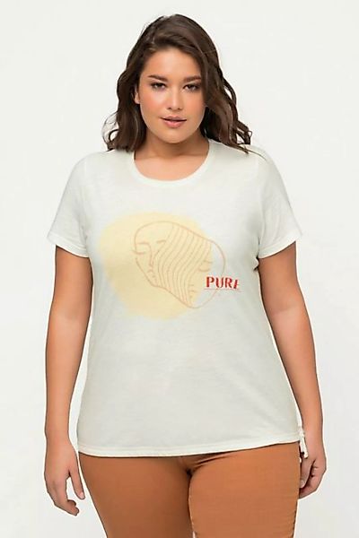 Ulla Popken Rundhalsshirt T-Shirt Saumband Rundhals Halbarm Biobaumwolle günstig online kaufen
