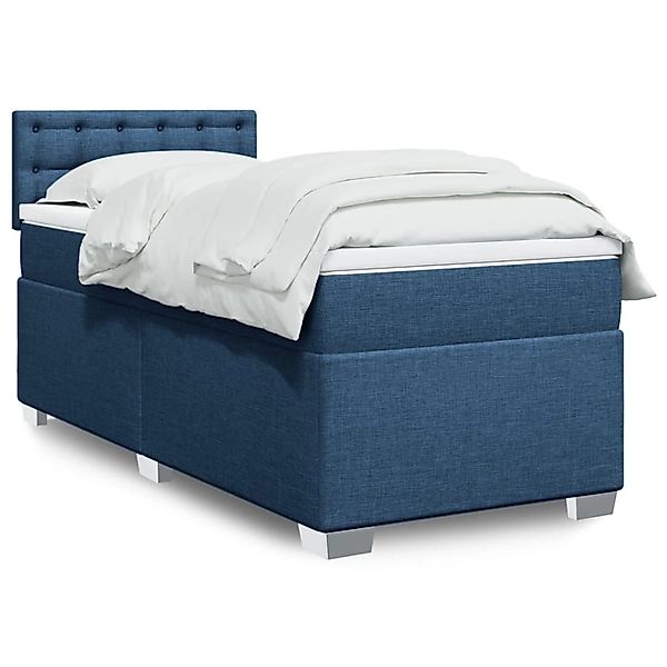 vidaXL Boxspringbett mit Matratze Blau 80x200 cm Stoff 3288035 günstig online kaufen