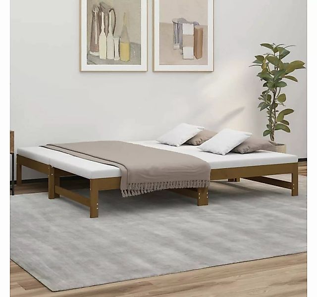 furnicato Bett Tagesbett Ausziehbar Honigbraun 2x(75x190) cm Massivholz Kie günstig online kaufen