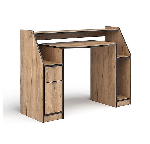 Vicco Computertisch Joel, Goldkraft Eiche/Schwarz, 123.2 x 45cm mit 1 Schub günstig online kaufen