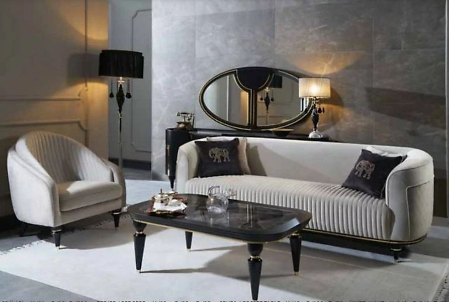 JVmoebel Sofa Moderne Weiße Sofagarnitur 3+1 Sitzer Stoff Sofa Couch Garnit günstig online kaufen