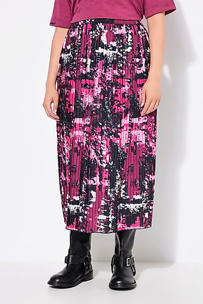 Ulla Popken Plisseerock Plissee-Midirock Patchdruck A-Linie günstig online kaufen