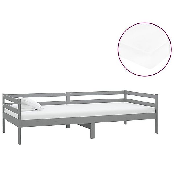 vidaXL Bett, Tagesbett mit Matratze 90x200 cm Grau Kiefer Massivholz günstig online kaufen