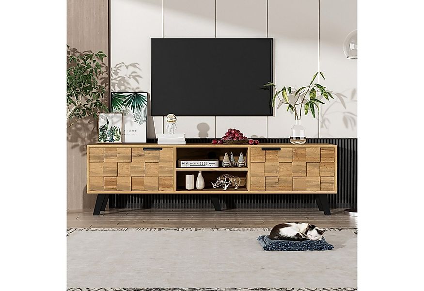 REDOM Lowboard TV-Schrank Fernsehtisch mit Türen offenen Fächern (TV-Board, günstig online kaufen