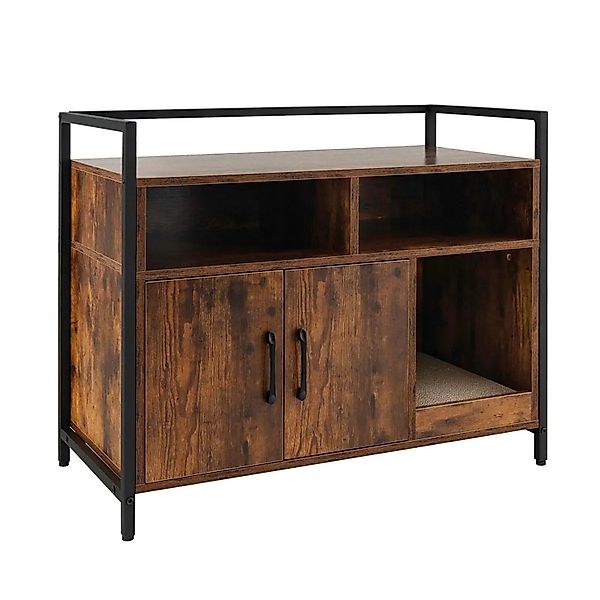 Costway Katzenhöhle Schrank Katzentoilette mit Doppeltüren Braun günstig online kaufen