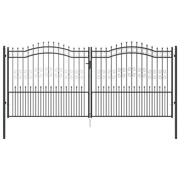 vidaXL Zauntor mit Speer-Top mit Schloss Grau 404 x 175 cm Stahl 42009051 günstig online kaufen